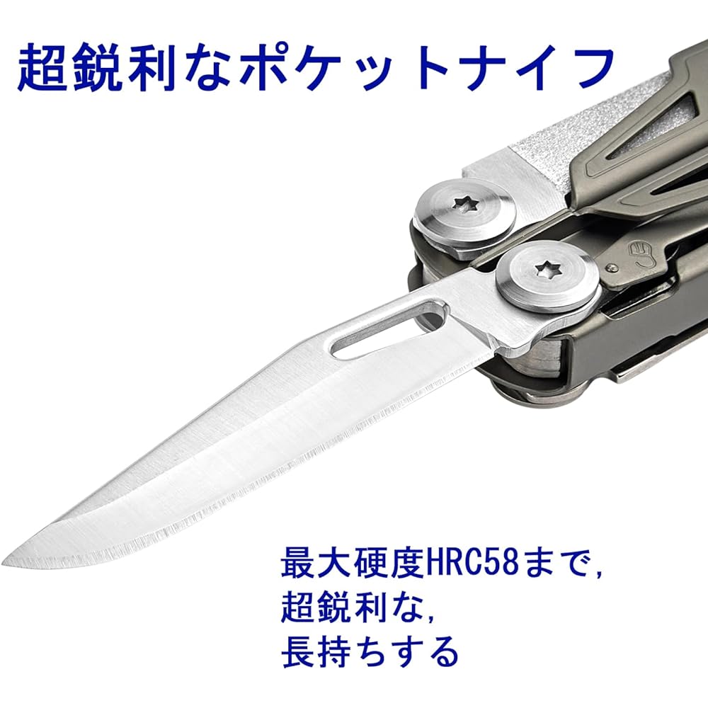 ROCKTOL Multi Tool 19-in-1 Multi Tool Pliers Titanium Plated Handle Safety Lock Lightweight EDC Tool with Nylon Sheath Gift for Men Outdoor Survival Hiking Camping