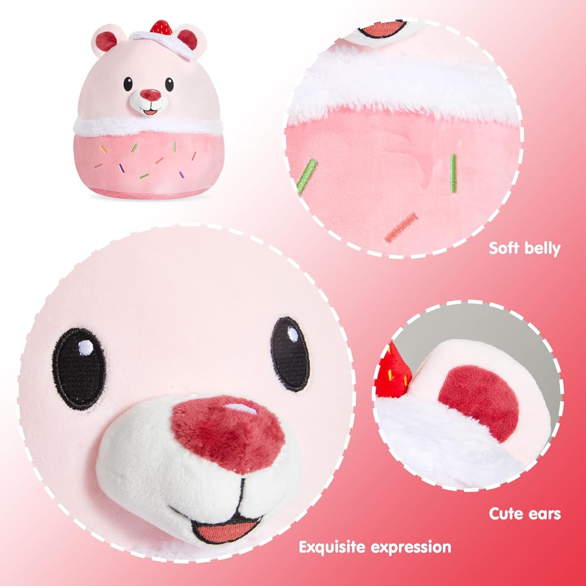 Howsbaby Strawberry Cake Bear Plush Pillow