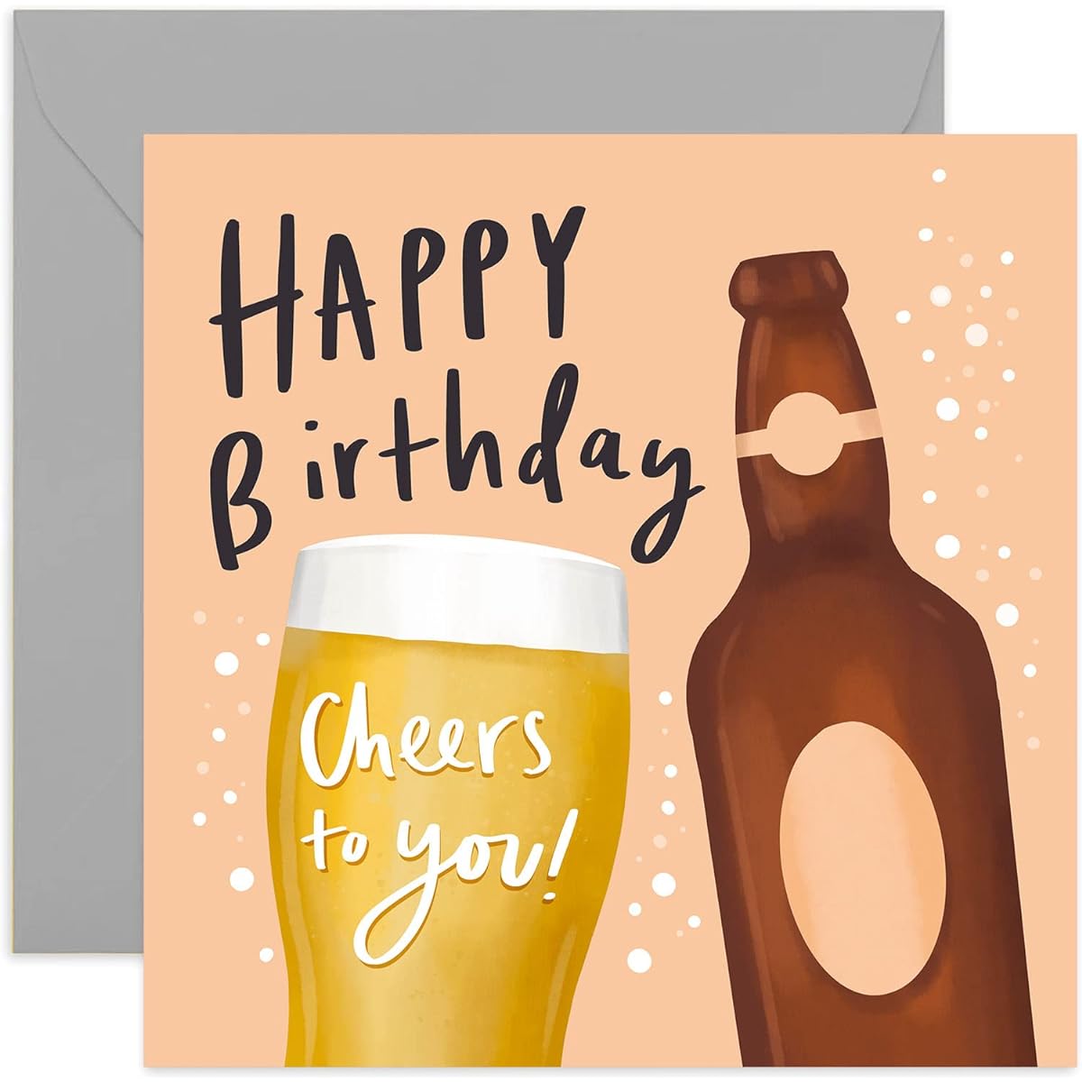 Old English Co. Cheers To You Birthday Card - Fun Beer Pint Birthday Card for Men | Brother, Son, Nephew | Blank Inside & Envelope Included