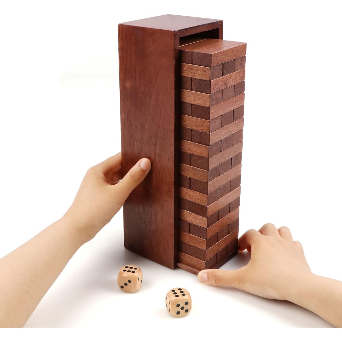 Canuan Wooden Blocks Stacking Game, 54 Pieces Tumbling Stacking Blocks Game for Kids, Adults and Family, Wooden Stacking Tower, Montessori Toys, Tabletop Games, Party Games, with Storage Box