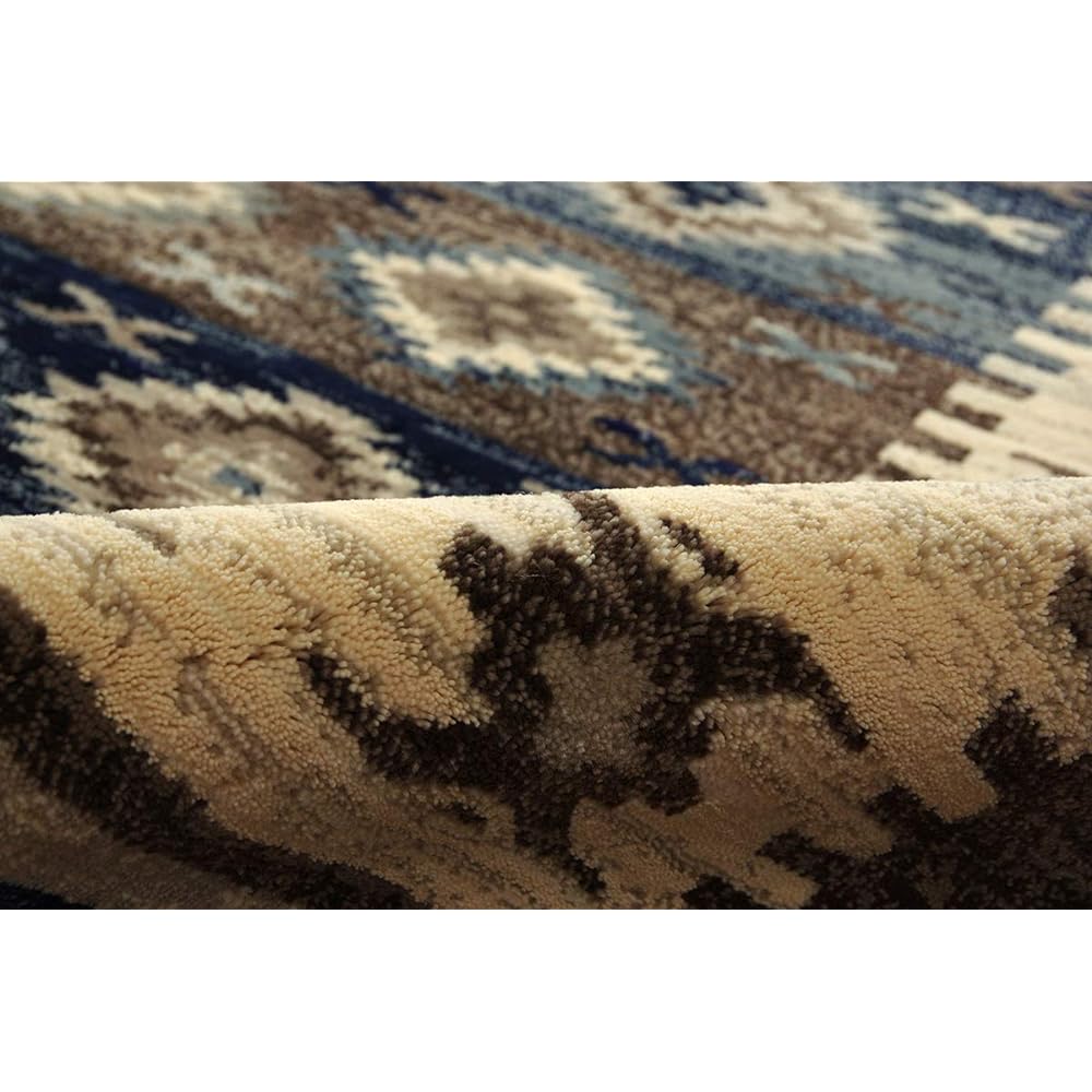 Ikehiko Rug Carpet Mat Carpet Rectangle Plumeria Approx. 160 x 230cm Navy Foldable Compact Ethnic Durable Wilton Weave #2352239