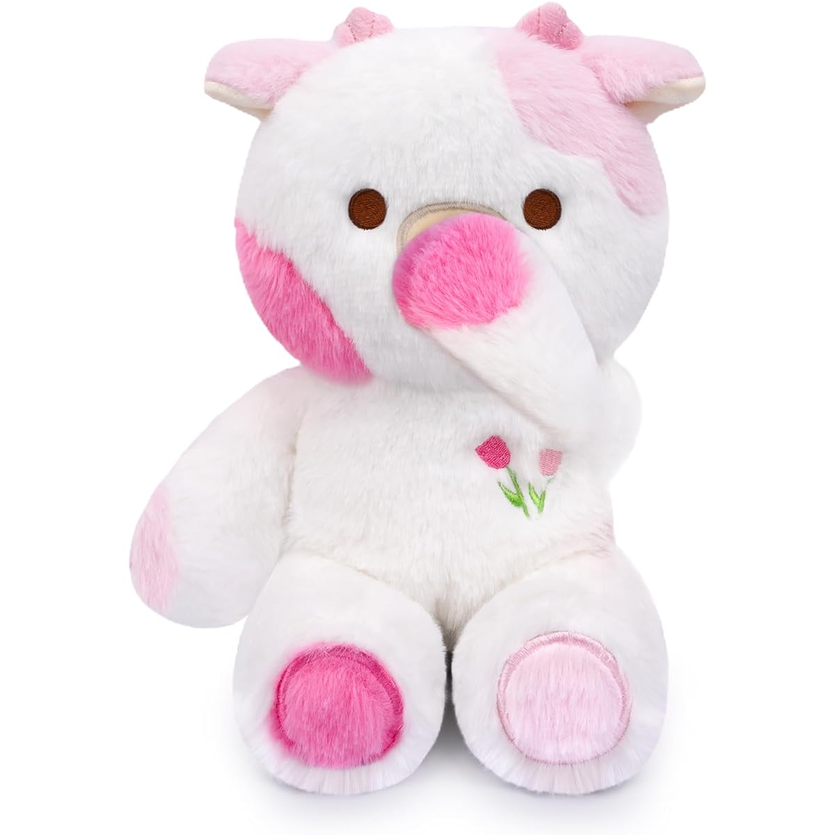 QAUJERY Cute Cow Stuffed Toy Cow Stuffed Toy Cute Tulip Cow Stuffed Toy Soft Tulip Cow Cushion for Children Girls Boys Birthday Valentine's Day