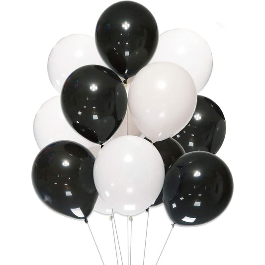 12" White Black Balloons, 100pcs 12 inch Latex Balloons Party Decorations for Birthday Wedding Photoshoot Event Graduation Party Christmas Baby Party 1oz