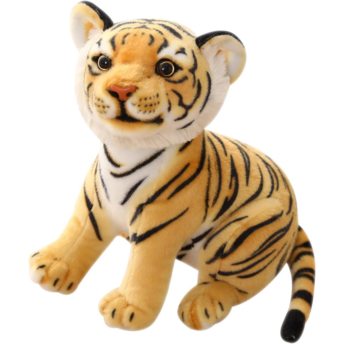 Mukola Tiger Plush Toy, Realistic Tiger Stuffed Animal Simulation Animal Plush Toy Soft Huggable Plush Pillow for Kids' Friend (9" Yellow Tiger)