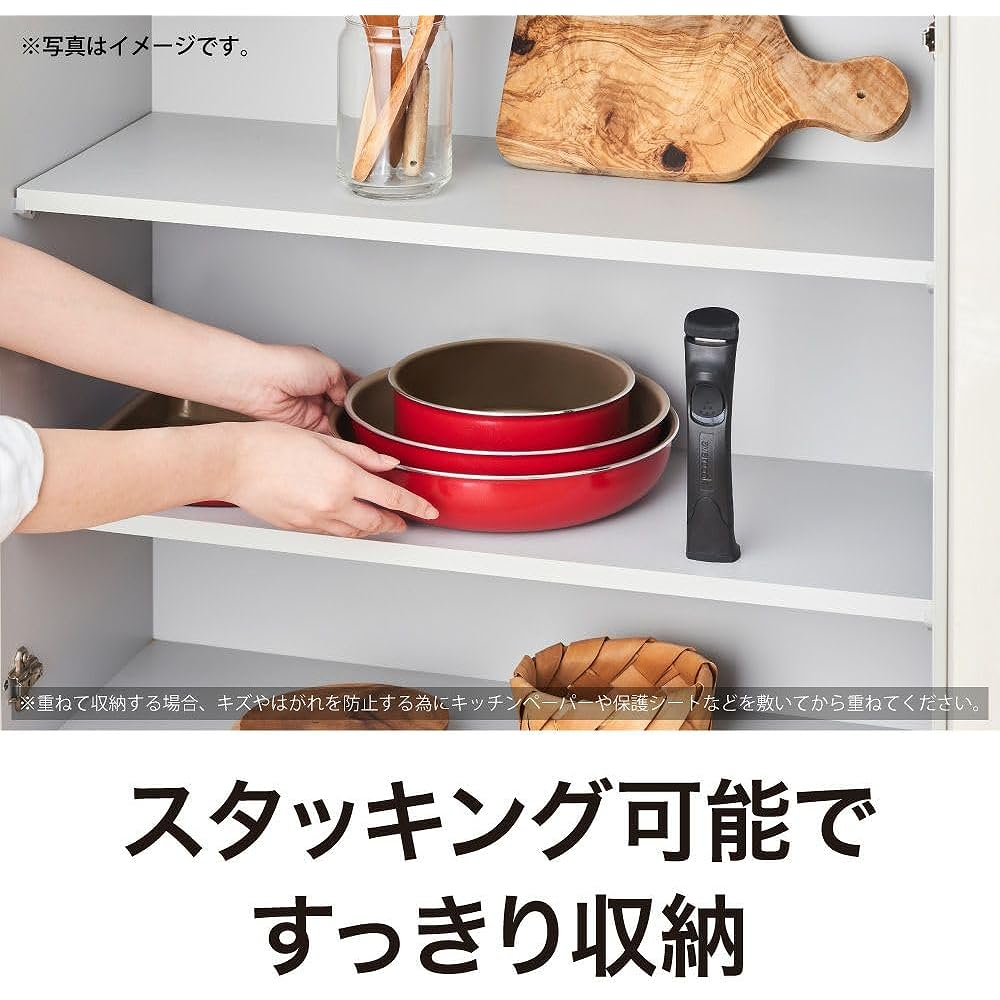 Evercook Frying Pan 28cm IH Compatible Gas Fire Compatible Selectable Series Removable Handle Red Doshisha