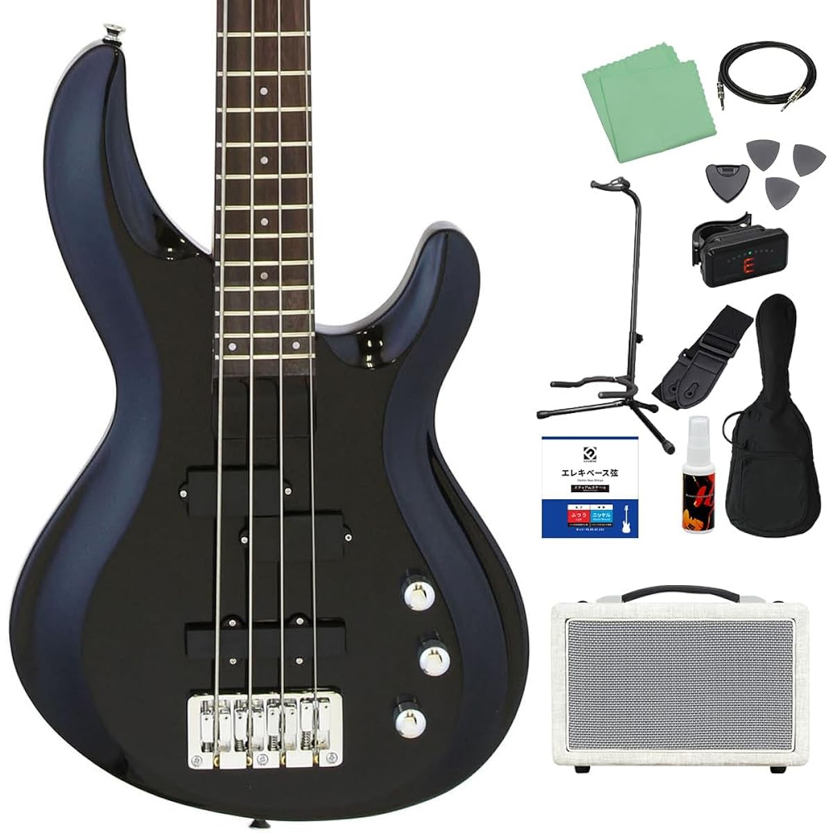 AriaProII IGB-STD MBK 12-piece bass beginner set [Shimamura Music's best-selling bass amp included] PJ type AriaPro II