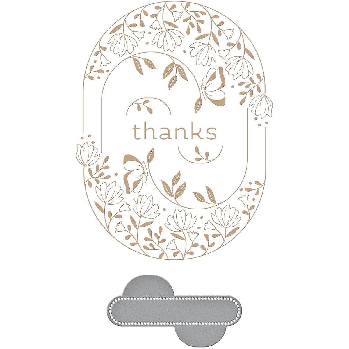 Spellbinders Stylish Oval Thank Glimmer Hot Foil Plate & Die Set Metal