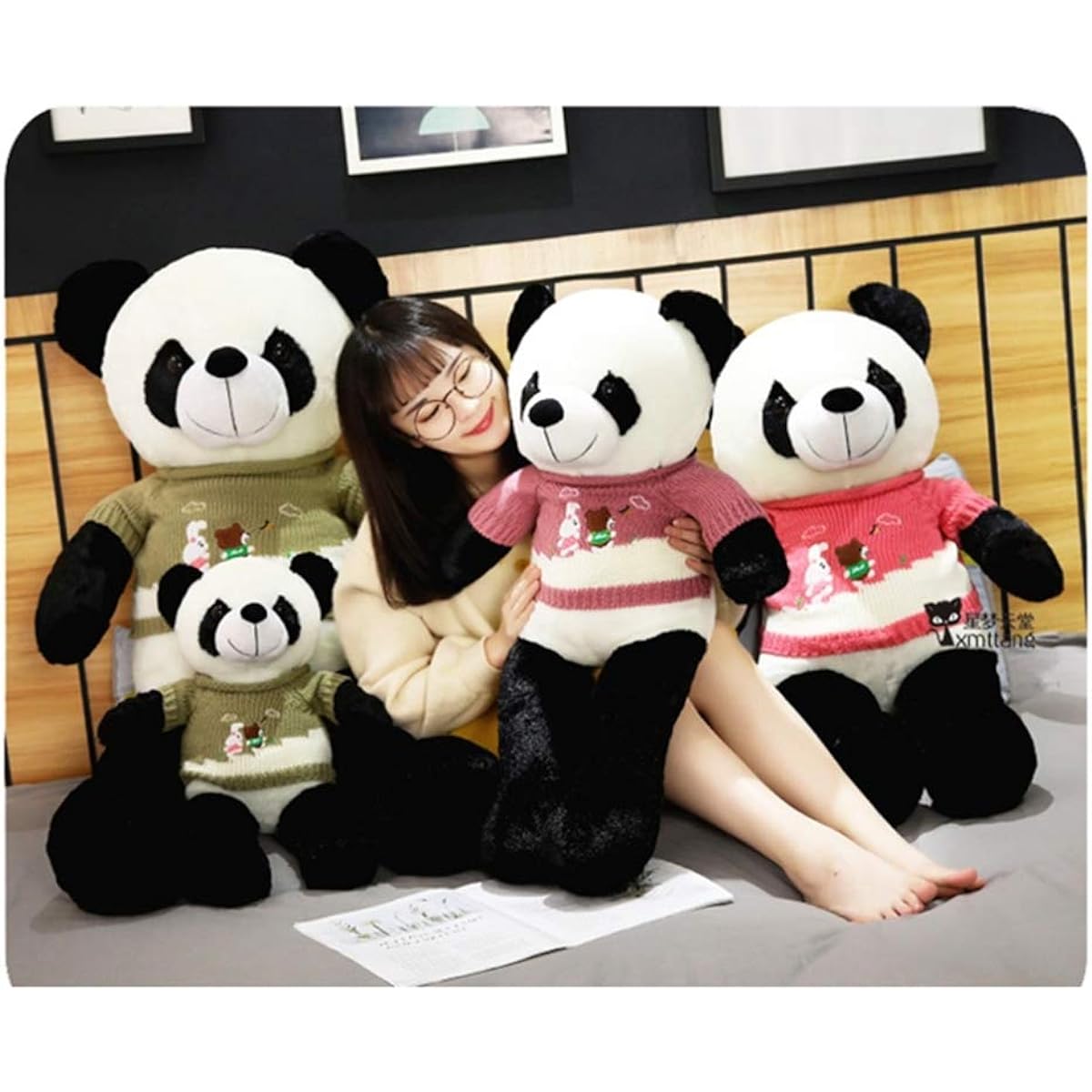 l, cute panda, animal, large, gigantic, 120cm, panda stuffed animal, panda hug pillow, celebration, fluffy stuffed animal, sleeping together, toy, healing, cushion, soft, purple, hug cushion, birthday present, Children's Day, decoration, photography prop