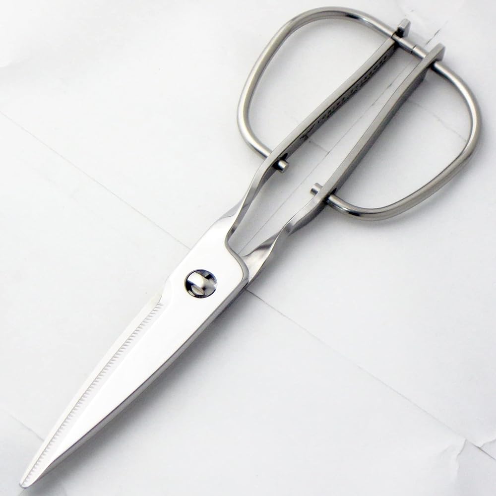 Nagao Kitchen Shears, Kitchen Sputter, Mirror Finish, 20.3cm, All Stainless Steel, Dishwasher Safe, Can Be Disassembled and Washed, Made in Japan