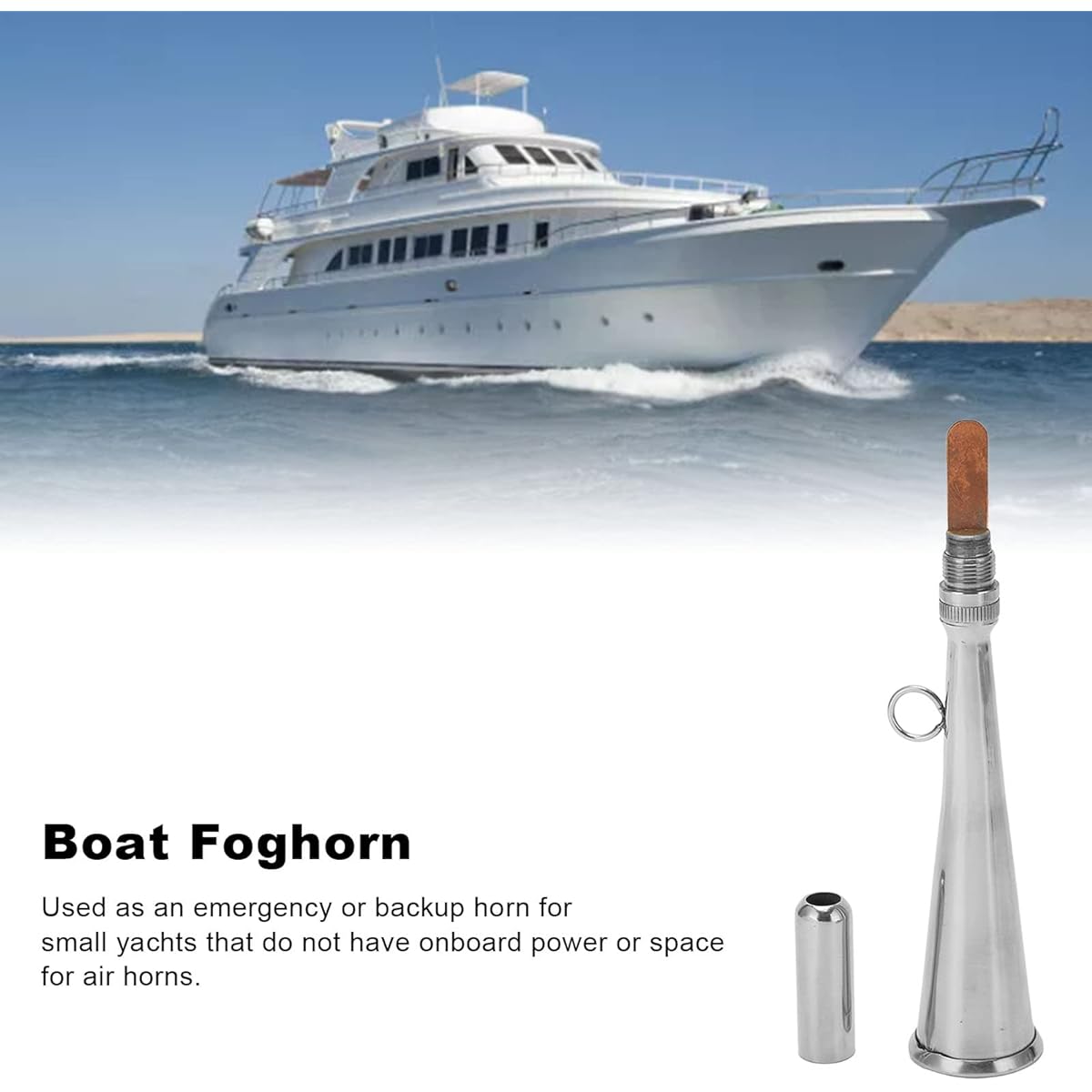Handheld Fog Horn Fog Horn Removable Mouthpiece Stainless Steel Clear Sound for Sailing