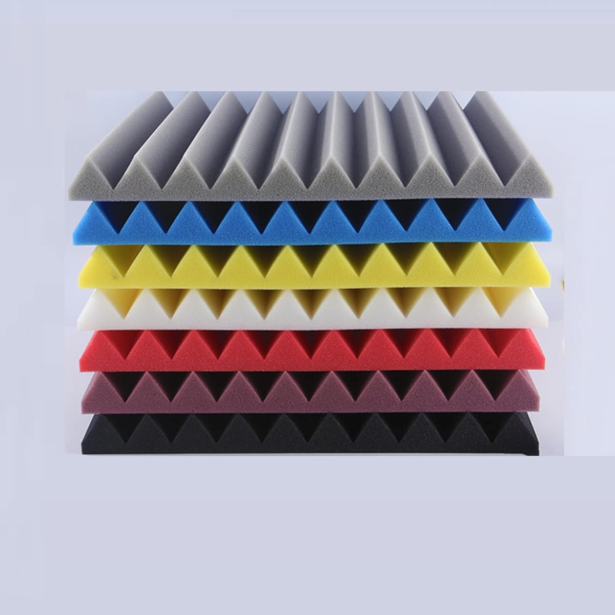 10pcs Acoustic Foam Panels Wedge Soundproofing Foam Boards for Walls and Ceilings, Easy to Install, Decorative Sound Absorbing Foam (Yellow 50*50*5CM) (Purple 50*50*5CM)