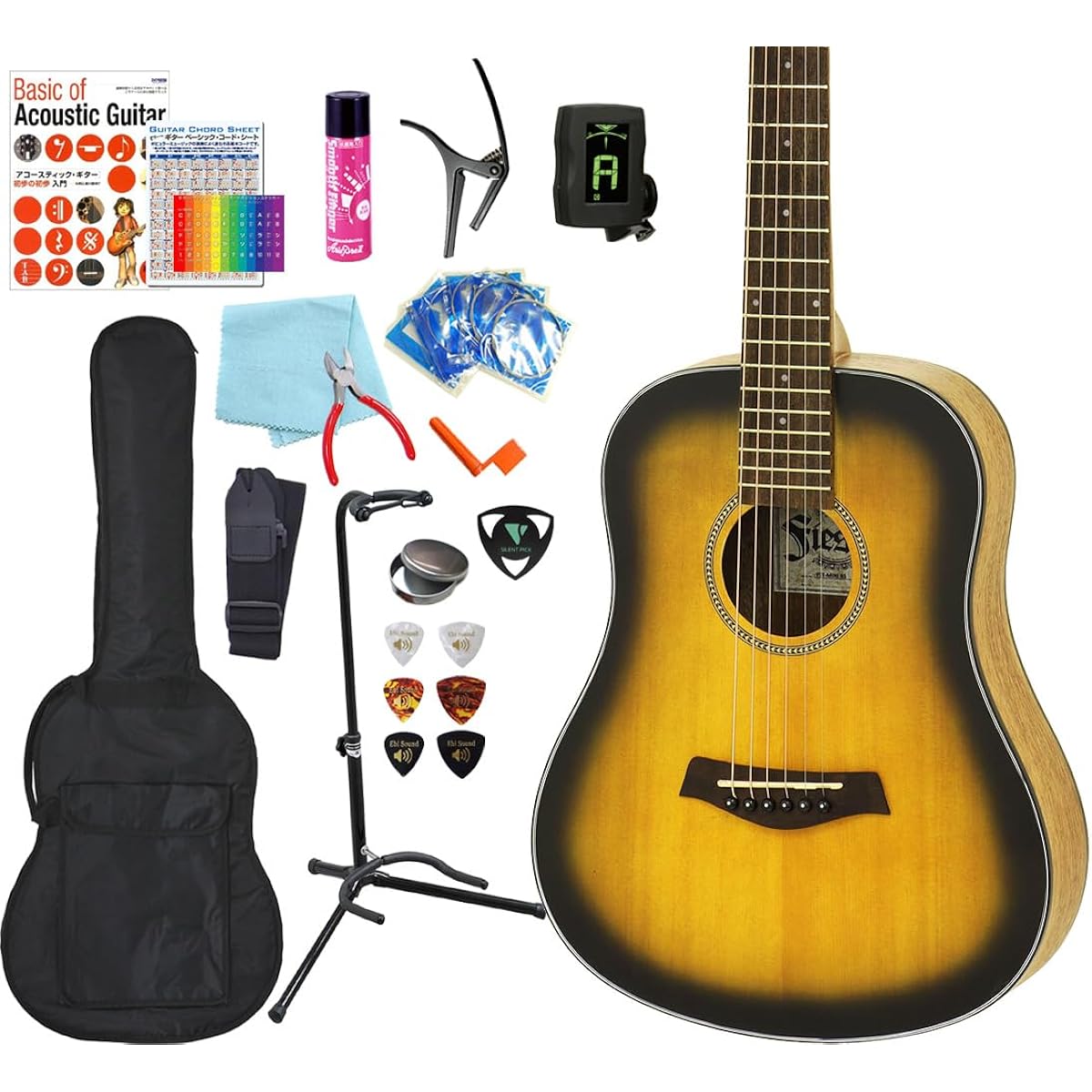 Mini Guitar Acoustic Guitar Fiesta by Aria FST-MINI BS Beginner High Grade 17-piece Set Fiesta Acoustic Guitar [98765]