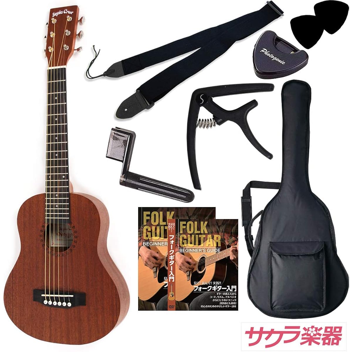 Sepia Crue Sepia Crue Mini Acoustic Guitar W-60/MH Sakura Musical Instruments Original Beginner 8-piece Set