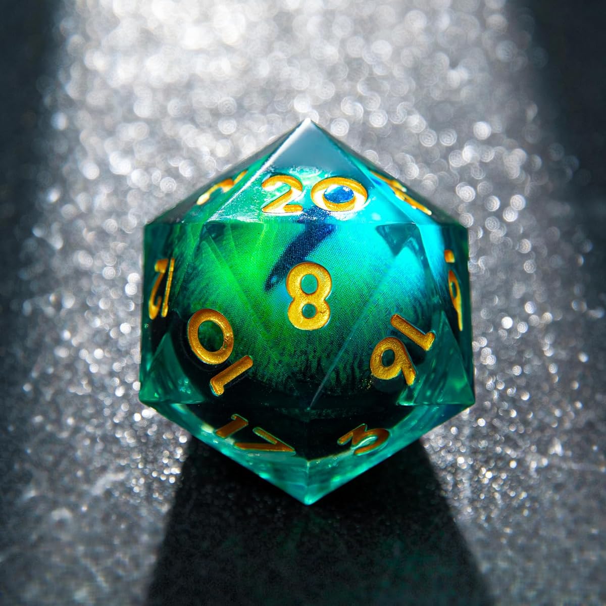 Beholder Dragon Eye DND Single D20 Dice 33mm Resin Sharp Edge 20 Sides Liquid Core Sharp Edge Resin D&D Dice