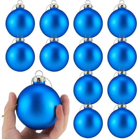 Syhood Christmas Tree Ornaments 12pcs 2.65'' Christmas Colorful Glass Ball Decoration Christmas Tree Wedding Party Christmas Tree Decoration Set (Royal Blue)