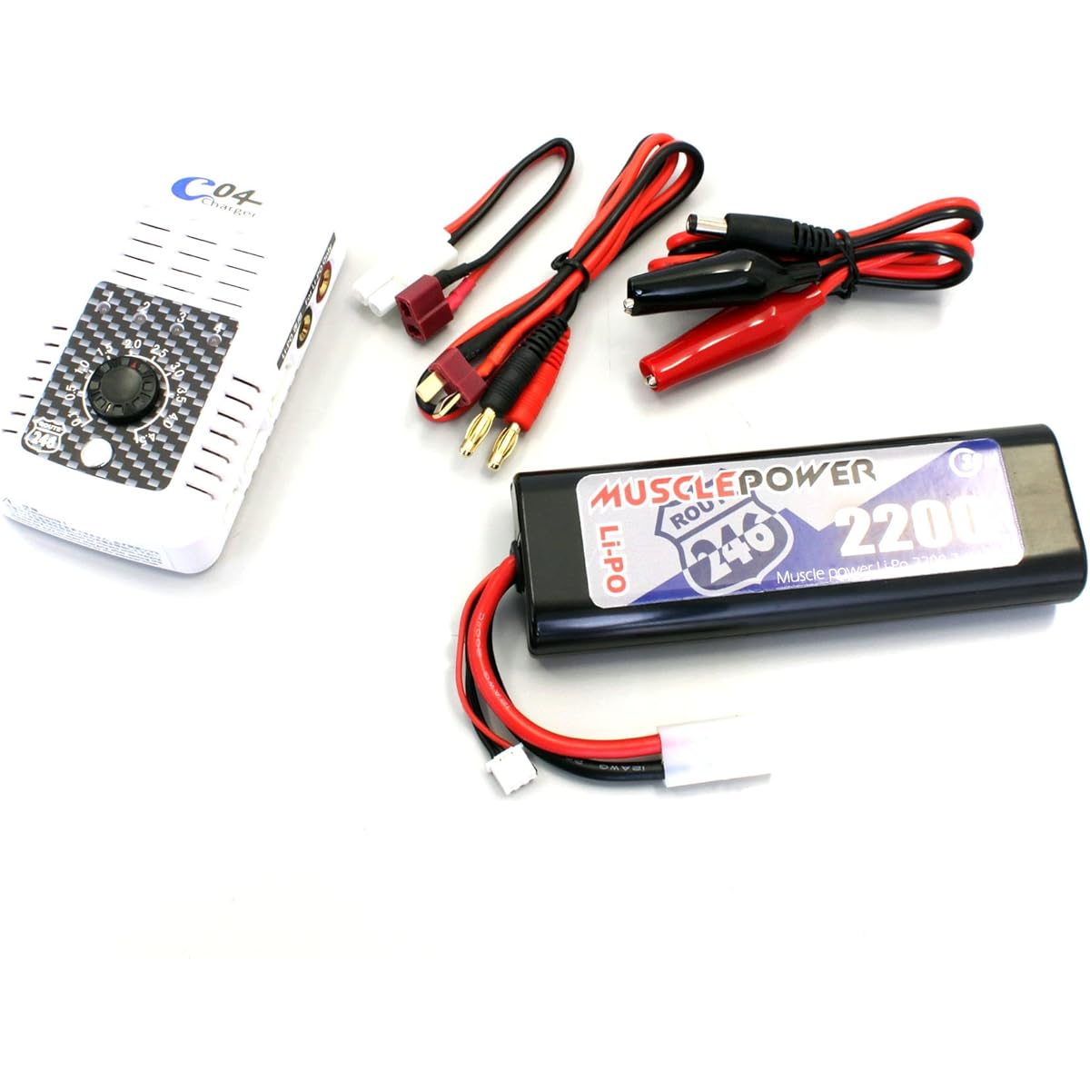Kyosho Kyoso C-04 Charger & Muscle Power Li-PO 2200 Set RC Parts R246-8460