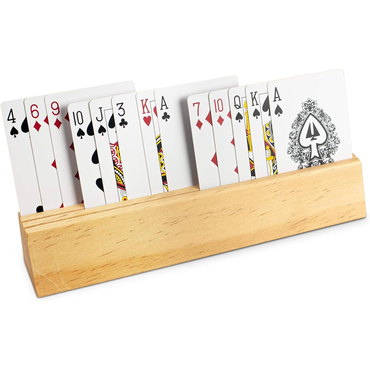 Sterling Games Solid Wood 9" Playing Card Holder Set of 4