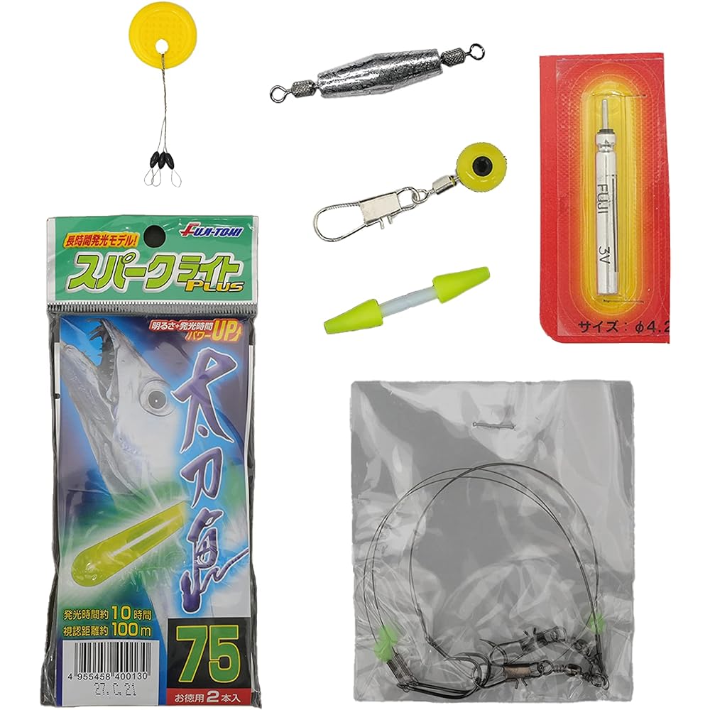 Fuji-Toki Special Cutlass Fish Set, Type L2II/L3II, 2 Points Light Emitting Type, Super Bright Red LED Electric Float, Made in Japan
