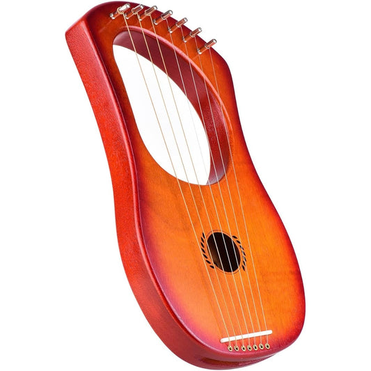 WowZza 7 String Lyra Harp Wooden Stringed Instrument with Carry Bag String Set 2 Tuning Wrenches Picks Lyra Harp