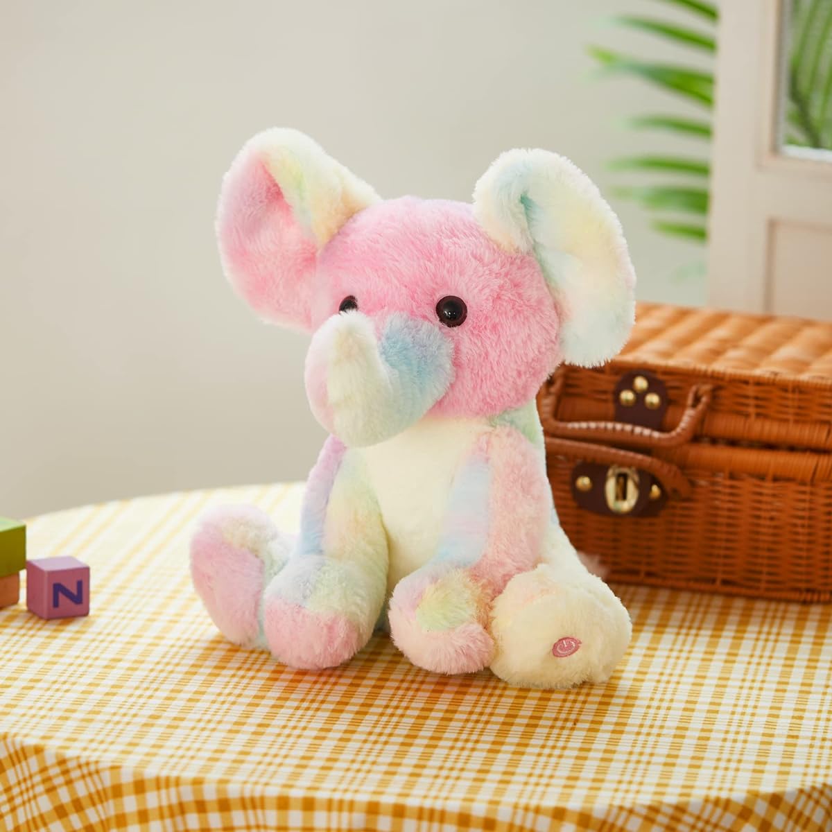 GlowGuard Light Up Rainbow Elephant Plush Toy LED Glowing Soft Wild Animal Stuffed Animal Night Light Lullaby Ideal Birthday Children's Day 12"