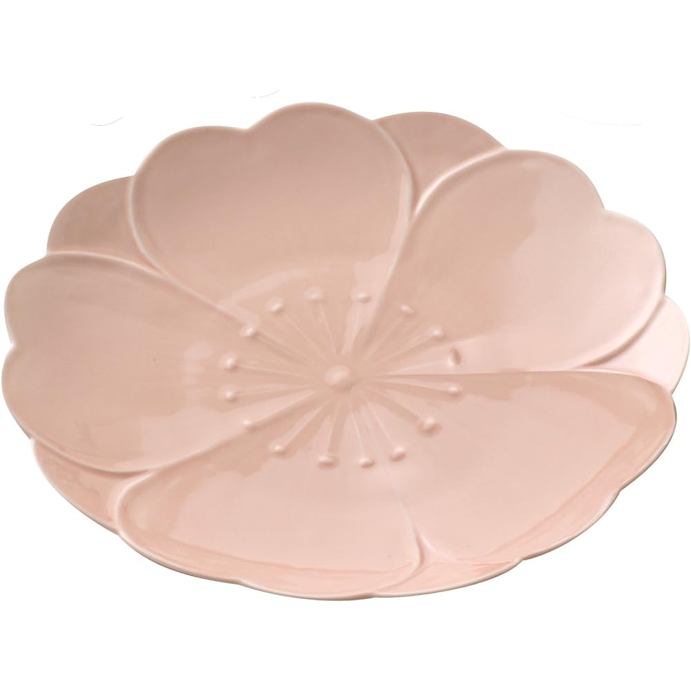 Hasamiyaki Sakura-shaped serving plate, diameter 16cm, pink glaze, set of 3 12096