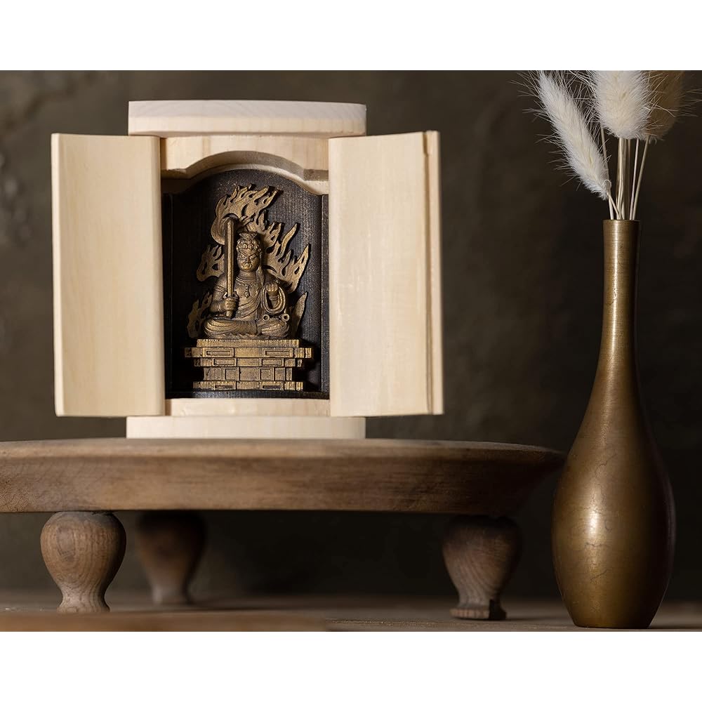 Zeku Fudo Myo-o Buddha statue with Zushi (golden antique finish) Teikakuzan Jujuin prayer _ Born in the year of the Rooster Twelve Zodiac Amulet Principal Image Zodiac (T00254-G