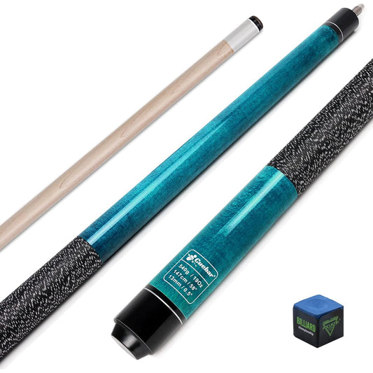 CUEBAR 58" Pool Cue with 13mm Tip, Billiard House Bar Pool Cue Stick, 2 Pieces Hand Painted Pool Table Stick for Men and Women, Blue, 19oz