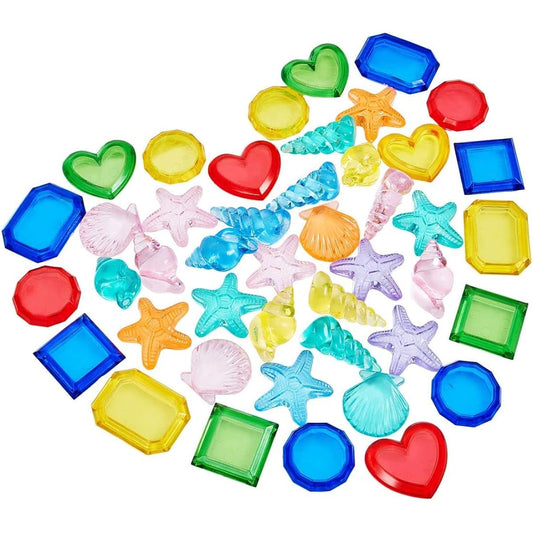 40 Pieces Sinking Dive Gem Pool Toy Set Summer Swimming Diving Toy Set Dive Throw Toy Set Underwater Swimming Toys Plastic Gem Dive Toys for Pool Assorted Colors