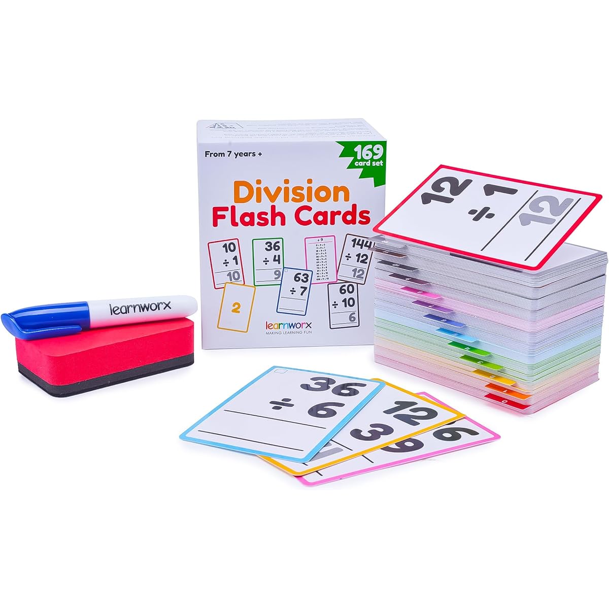 Division Flash Cards Grade 3, 4, 5 & 6 - 169 Math Flash Cards - All Facts 1-12 - Learning Division for Kids - Ages 6, 7, 8, 9, 10