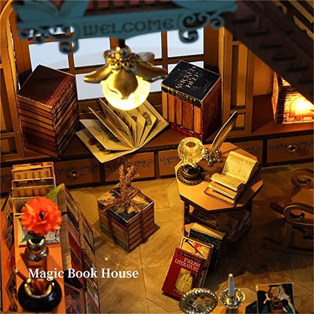 DIY Miniature Dollhouse Kit Small House Kit Magic Bookstore - Handmade Craft Gifts for Adults - Model Building Kit - Creative and Fun DIY Kit