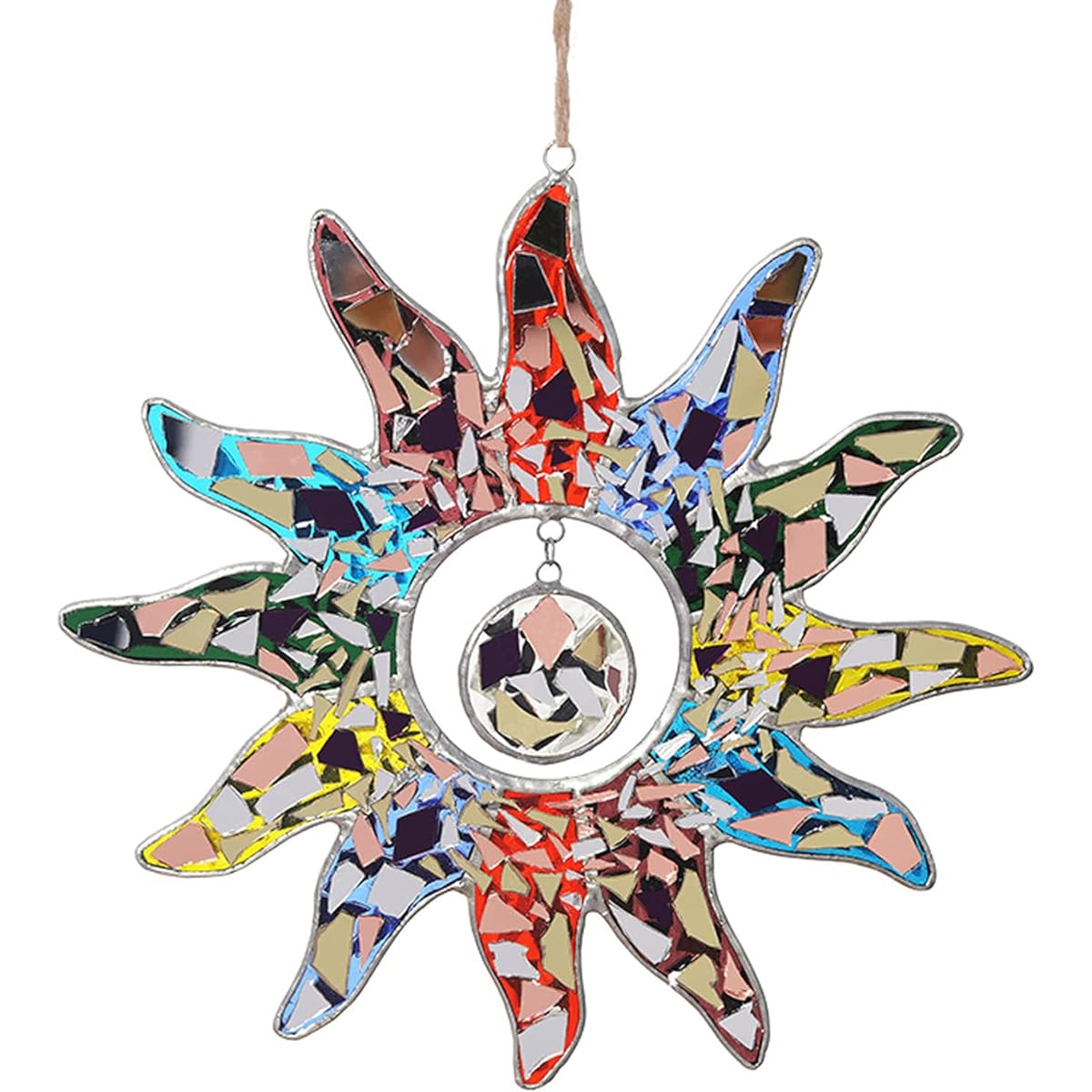 Sun Stained Glass Window Panel Glass Sun Catcher Pendant Ornament Window Garden Decoration