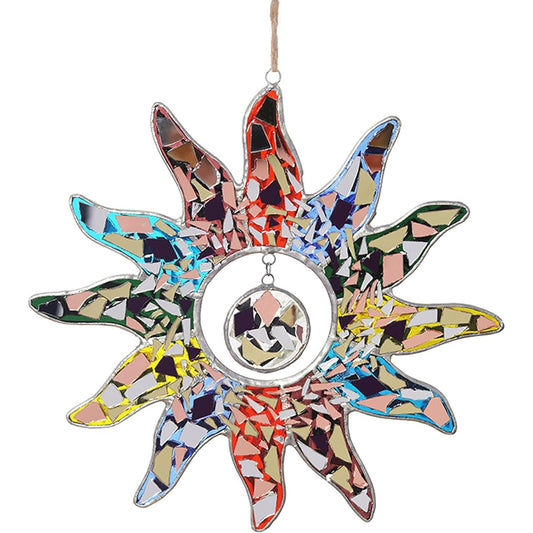 Sun Stained Glass Window Panel Glass Sun Catcher Pendant Ornament Window Garden Decoration