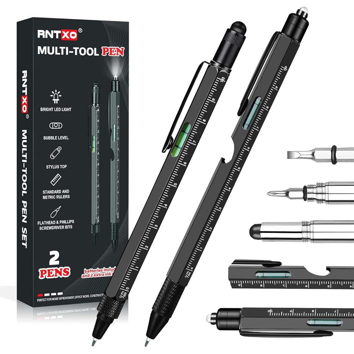 Gifts from Daughter to Son to Dad Kids Wife Multi Tool Pen Set of 2 Gift Ideas for Men Father's Day Birthday Christmas Stocking Stuffer Cool Gadgets for Men Dad Husband Boyfriend