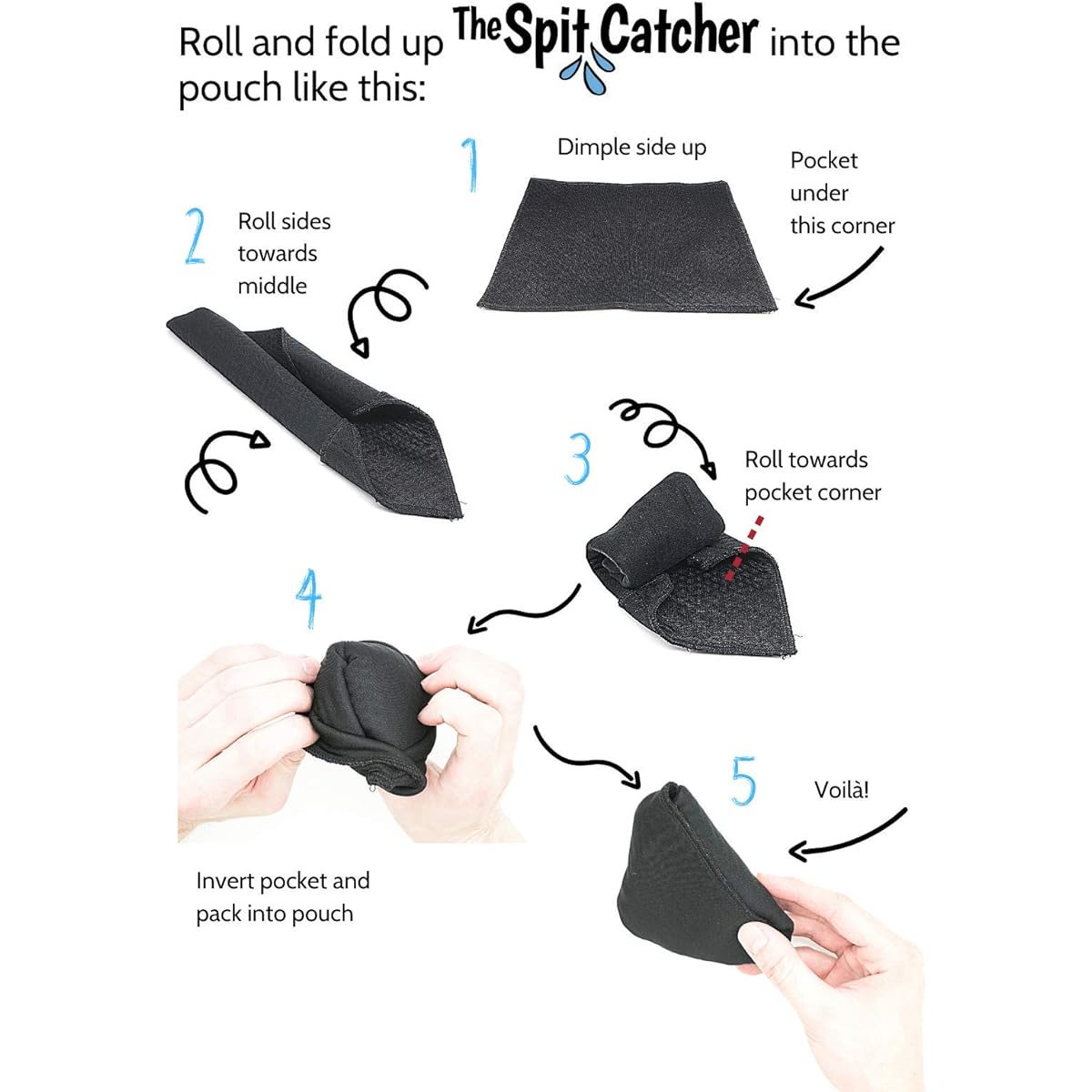 Spit Catcher - for Brass/Wind Instruments, Super Absorbent & Leak Proof, Antibacterial, Multi-Layer Cloth/Pad to Empty Spits, Self Packing...(Single)