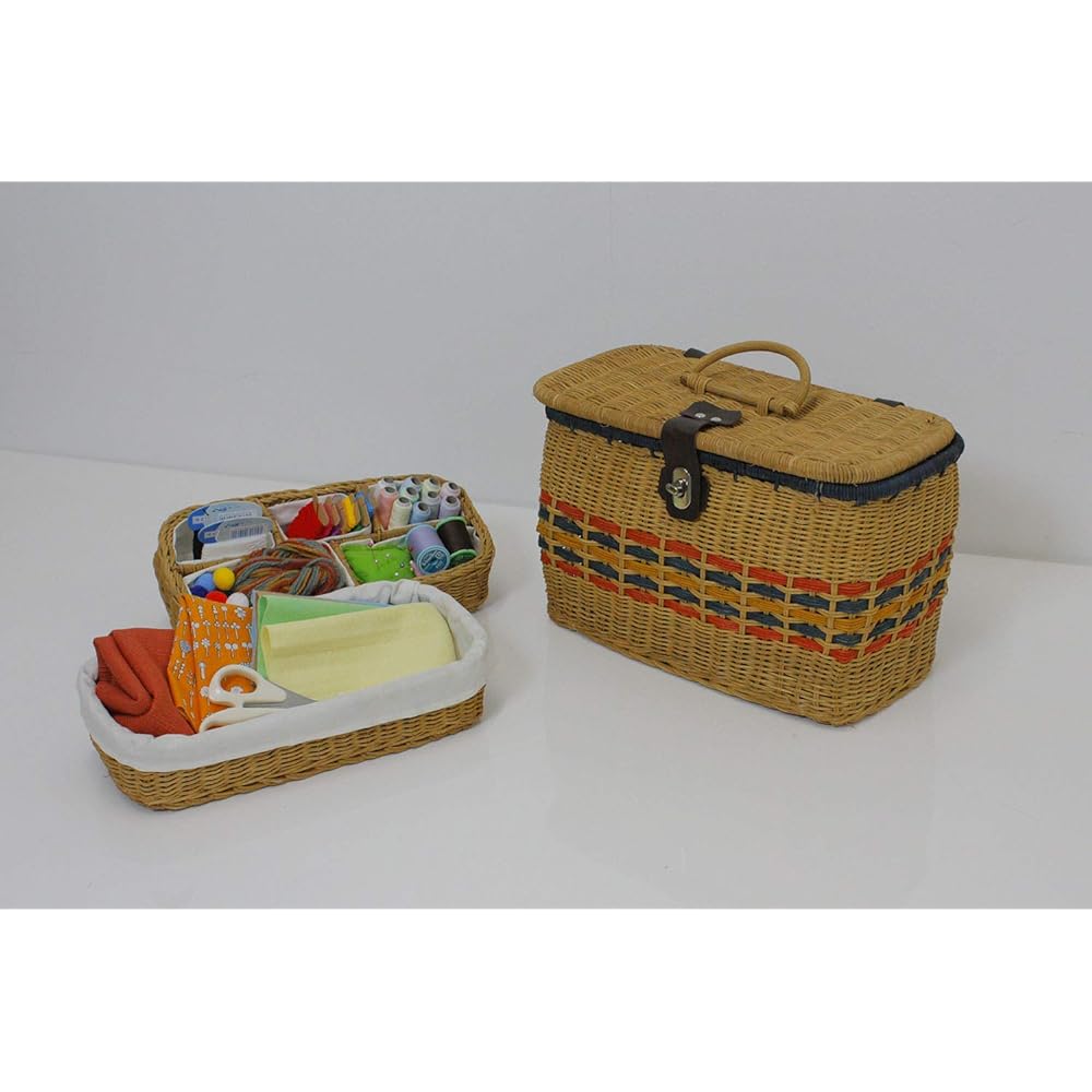 Fujiei Rattan Sewing Box 3 Lines Natural