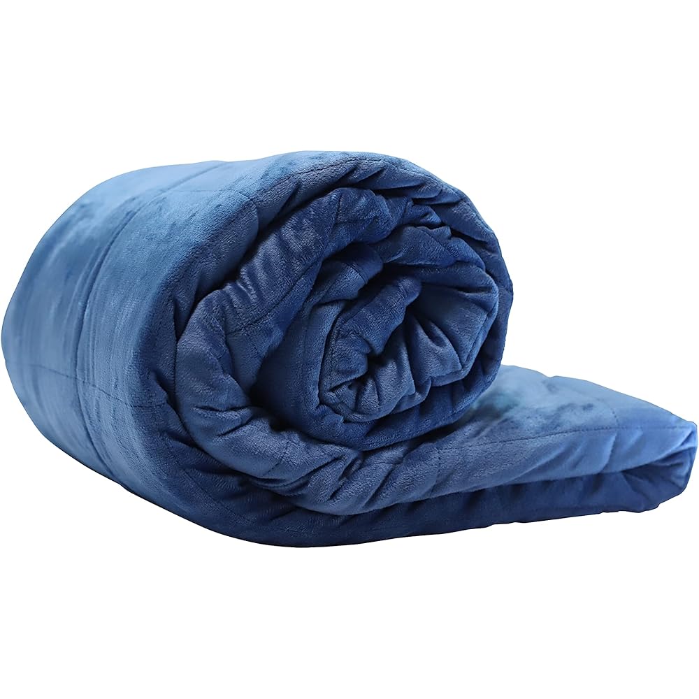 Hagrabi Weighted Blanket, Weighted Blanket, Heavy Futon [Can be used all year round and can be washed] Reversible, warm in autumn and winter, microfiber material, cool in spring and summer, rayon material, approximately 6.8 kg, navy, S size, 122 cm x 198