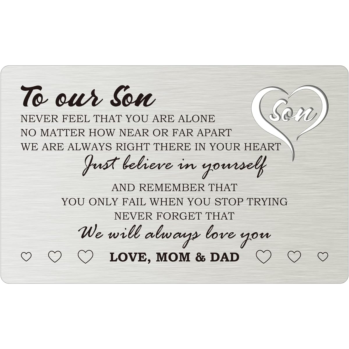 CINRLLA WCD03 Engraved Wallet Card Gifts for Son, Birthday Card Gifts for Son, College Graduation Gifts, Wedding Anniversary Gifts for Son, Christmas Gifts for Son from Mom and Dad