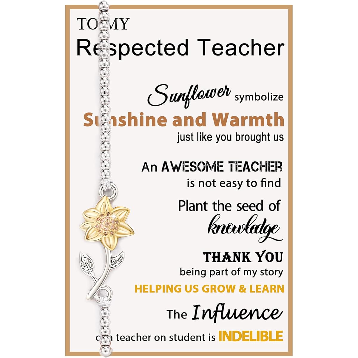 Tarsus Sunflower Teacher Gifts for Women, Teacher Appreciation Gifts for Teacher Appreciation Week, End of School Year, Graduation, Retirement, Christmas