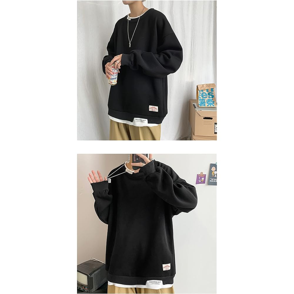 [foveitaa] Men's Sweatshirt, Oversized, Plain, Popular, Pullover Sweatshirt Top, Casual, Stylish, Simple, Stylish, Drop Shoulder, Loose, Hoodie, Unisex, Spring/Autumn Clothes
