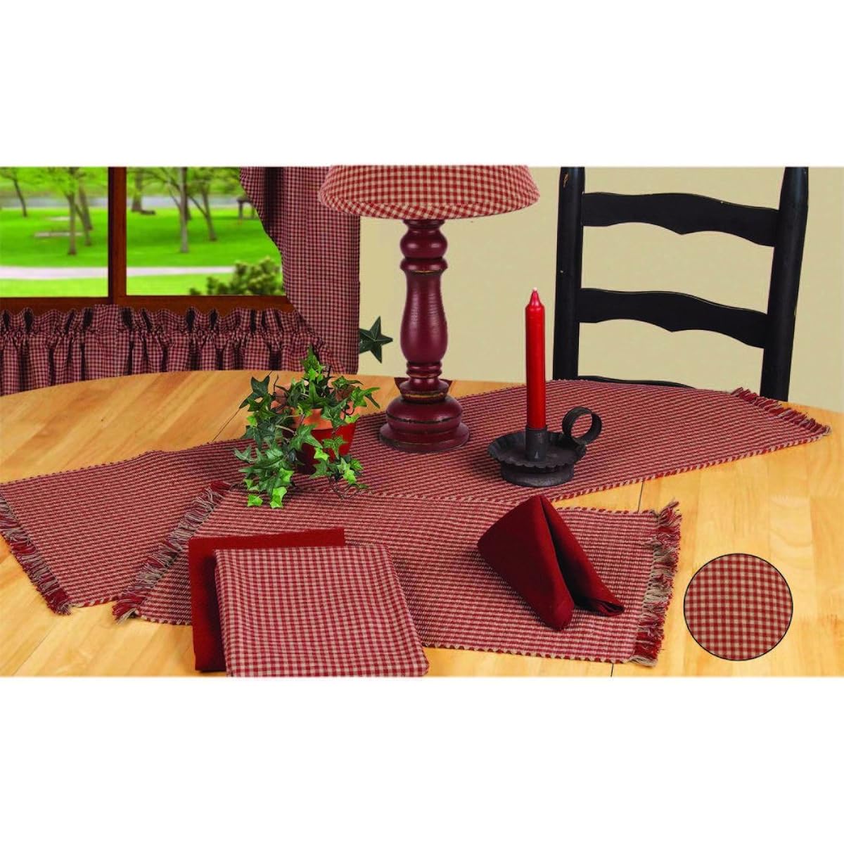 Home Collection by Raghu Newbury Gingham Barn Red Table Runner, 36cm by 90cm