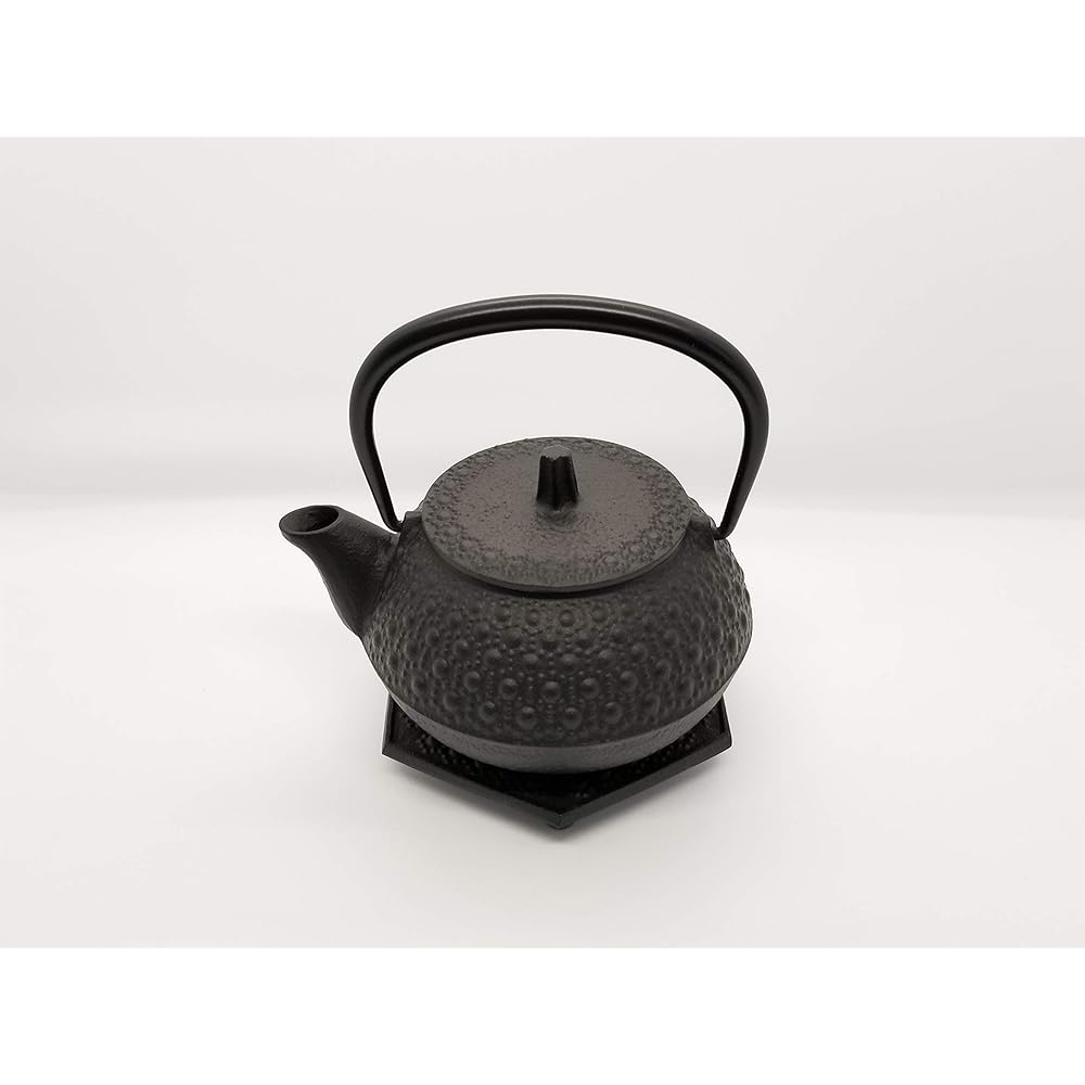 Iwachu Iron Kettle, Black Baked 0.32L, Iron Kettle and Teapot, Type 3 New Tortoise Shell Set 16109