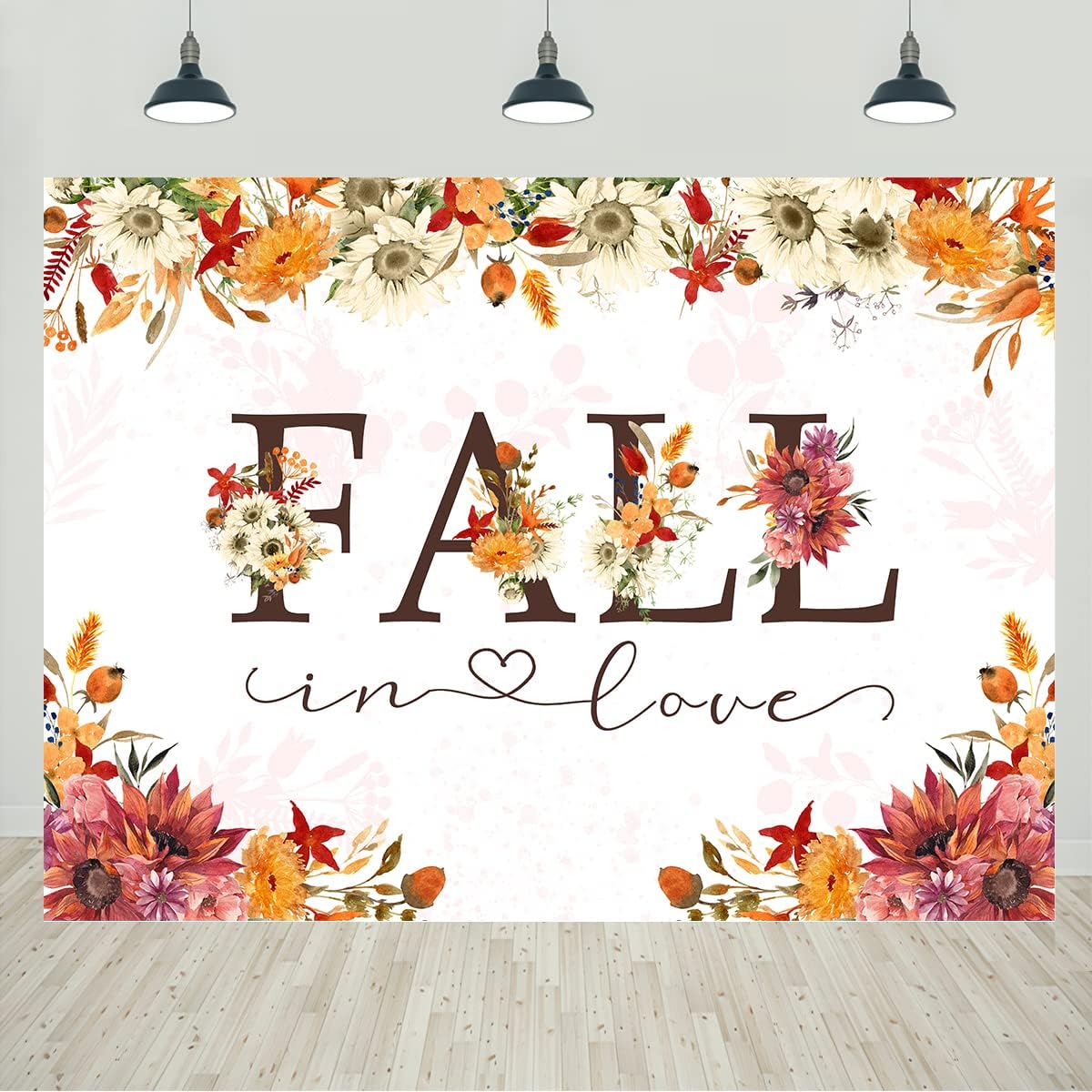 Fall in Love Bridal Shower Backdrop Autumn Boho Floral Leaf Bridal Shower Party Decorations Fall Floral Bridal Shower Banner Photo Booth Studio 7x5ft