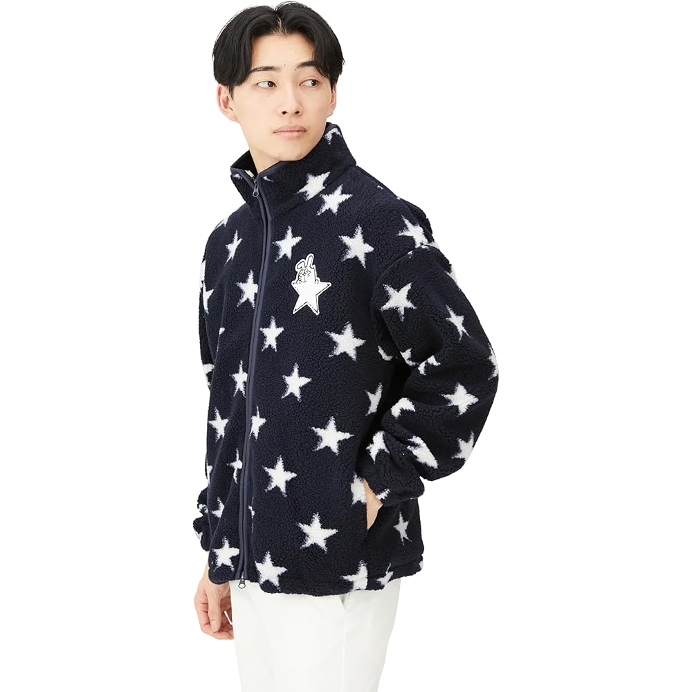 [Jack Bunny] Men's Fleece Full Zip Blouson [Doraemon Series] (Star Pattern Boa) / Golf Outerwear / 262-3242051