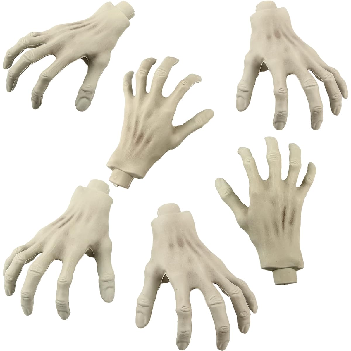 Cagemoga 6pcs Halloween Skeleton Hand Realistic Plastic Hand Fake Severing Hand Prop for Halloween Haunted House Party Zombie Party Cosplay Decoration