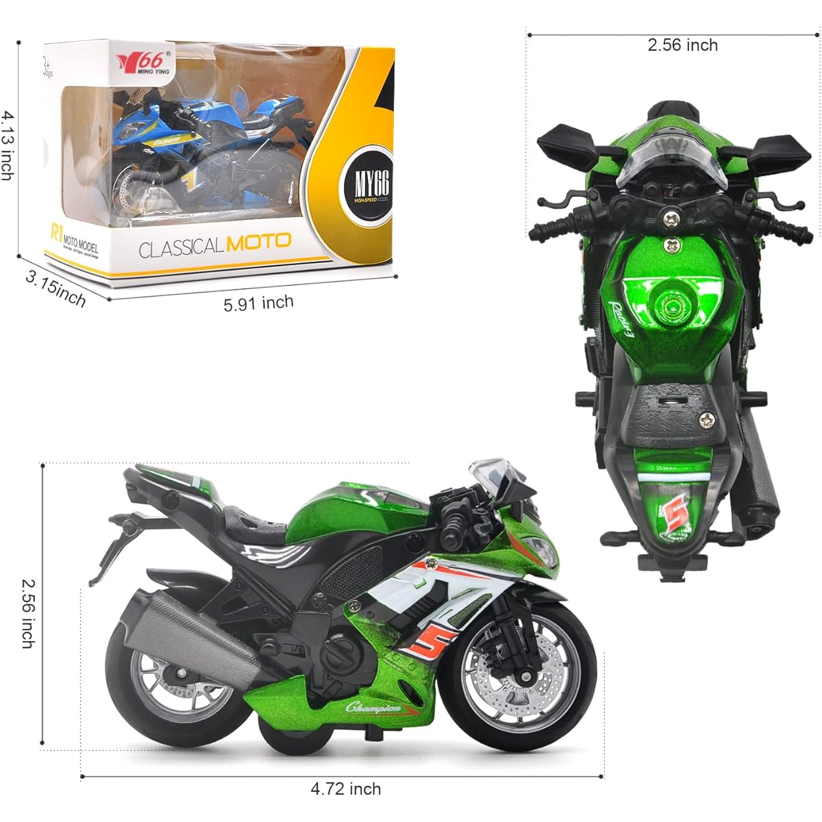 Toy Motorcycle, Diecast Motorcycle Toy, Toy with Music Lights, Toy Motorcycle for Kids 3-5 Years Old, Toy Motorcycle for Boys (Green)