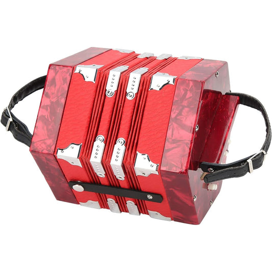 Atyhao Concertina Instrument Button Accordion Easy to Play Adjustable Mini Accordion Christmas (Red)