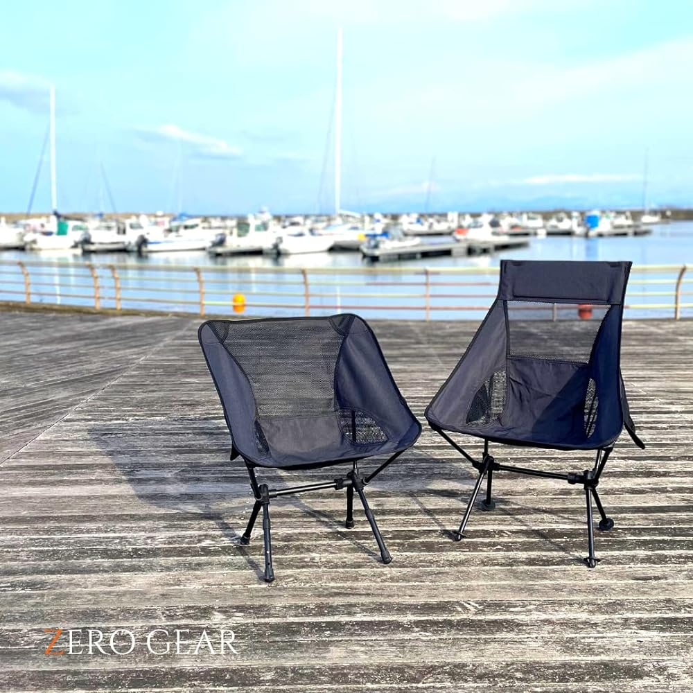 [Domestic Durability Tested] ZERO GEAR Relaxing Chair, High Back Type, Enveloping Chair, Foldable, Load Capacity 140kg, Aluminum Lightweight, Compact Chair, Storage Bag Included, Infinity Chair, Organized Chair, Folding Chair, Lightweight, Portable (Blac