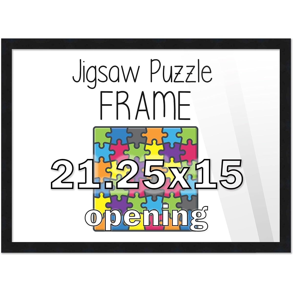 CountryArtHouse Puzzle Frame 21.25x15 Inch Black Wood with Shatterproof Acrylic Front, Foam Backing Board, and Wall Hardware Included