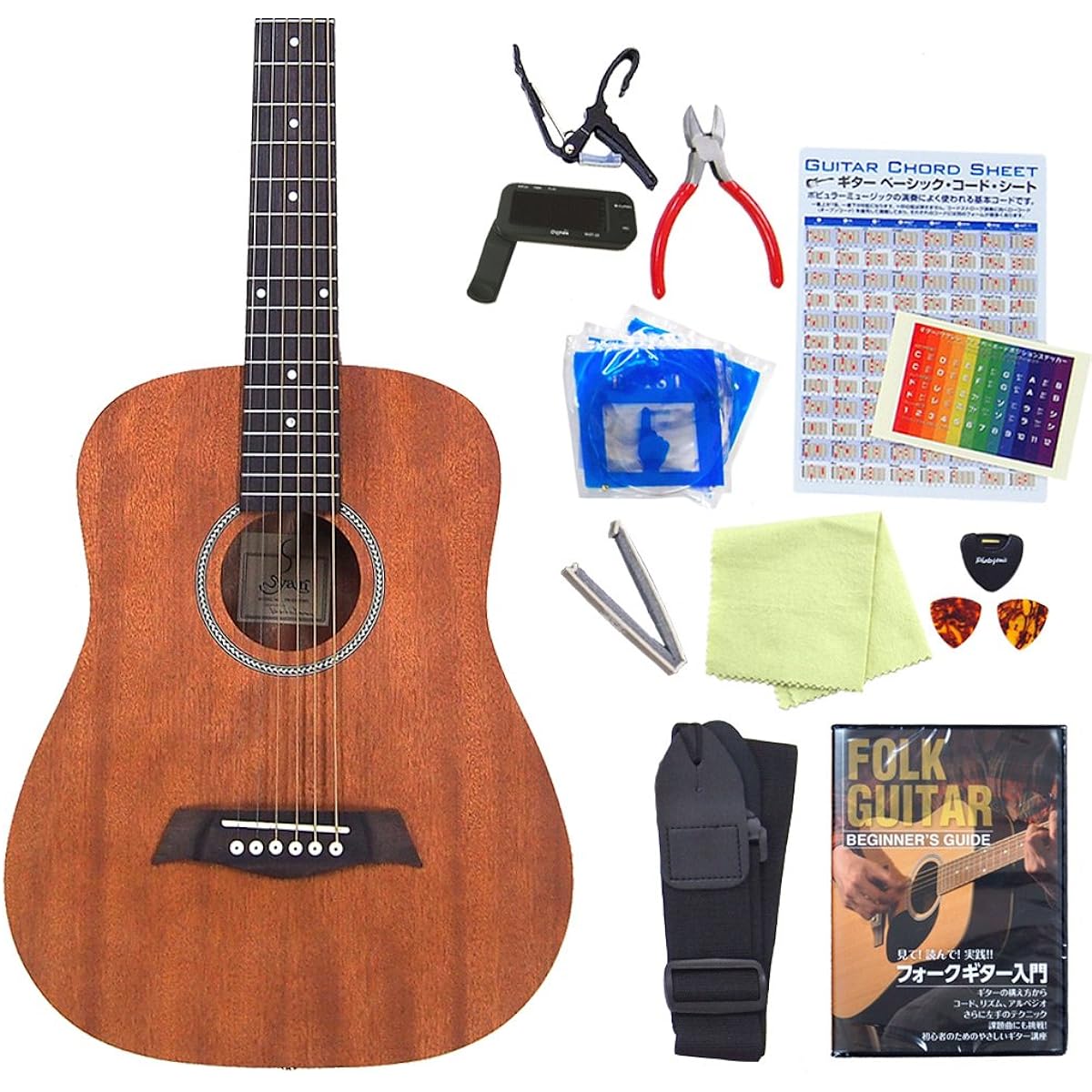 Mini guitar, left hand, S.Yairi YM-02LH, high grade, beginner, introductory, 15-piece set, MH [98765] [Safe to ship after inspection]