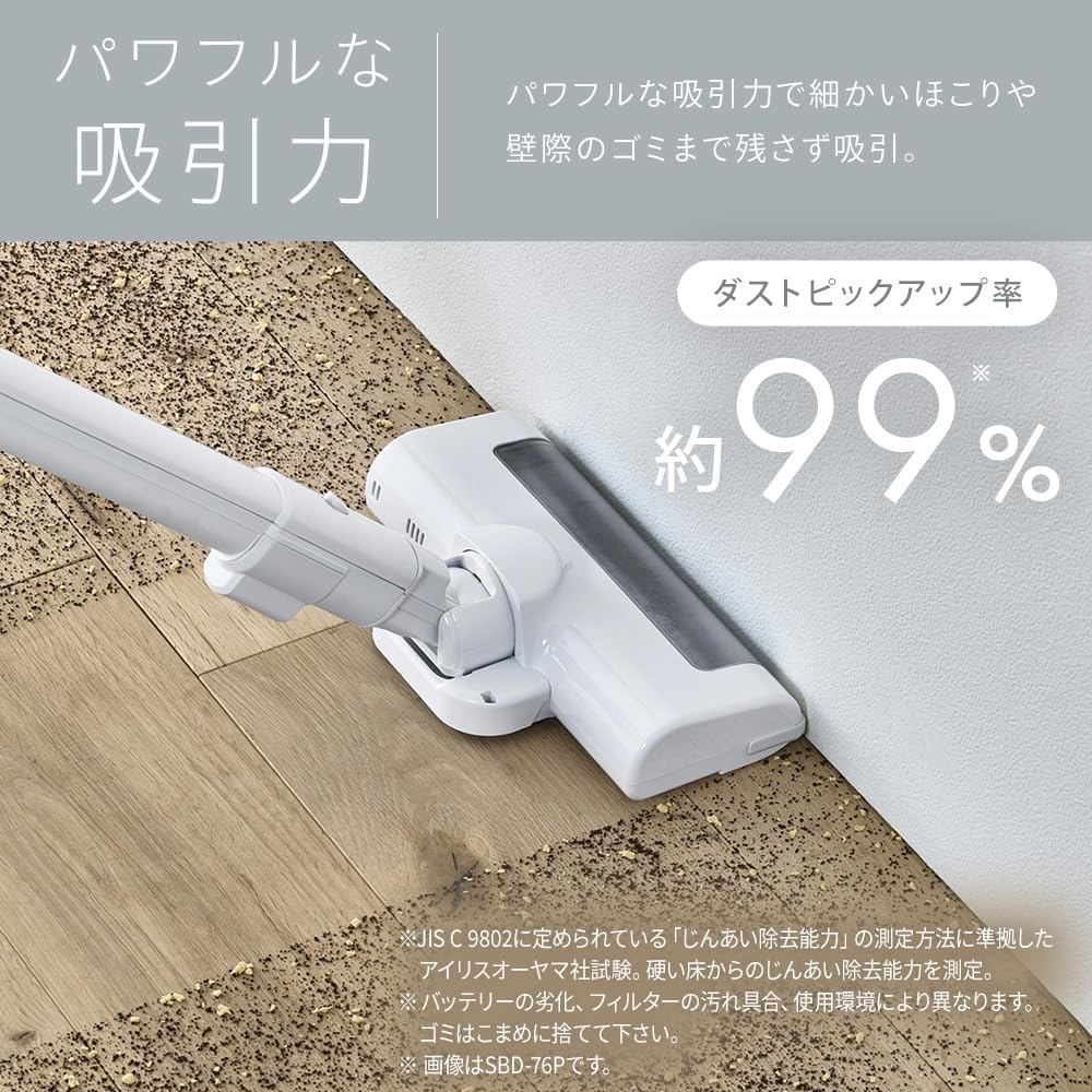 [Paper Pack Type] IRIS OHYAMA Vacuum Cleaner Cordless Ultra Thin Lightweight Handy Paper Pack Stick Cleaner Lightweight 1.6kg Rechargeable SBD-76P-W White